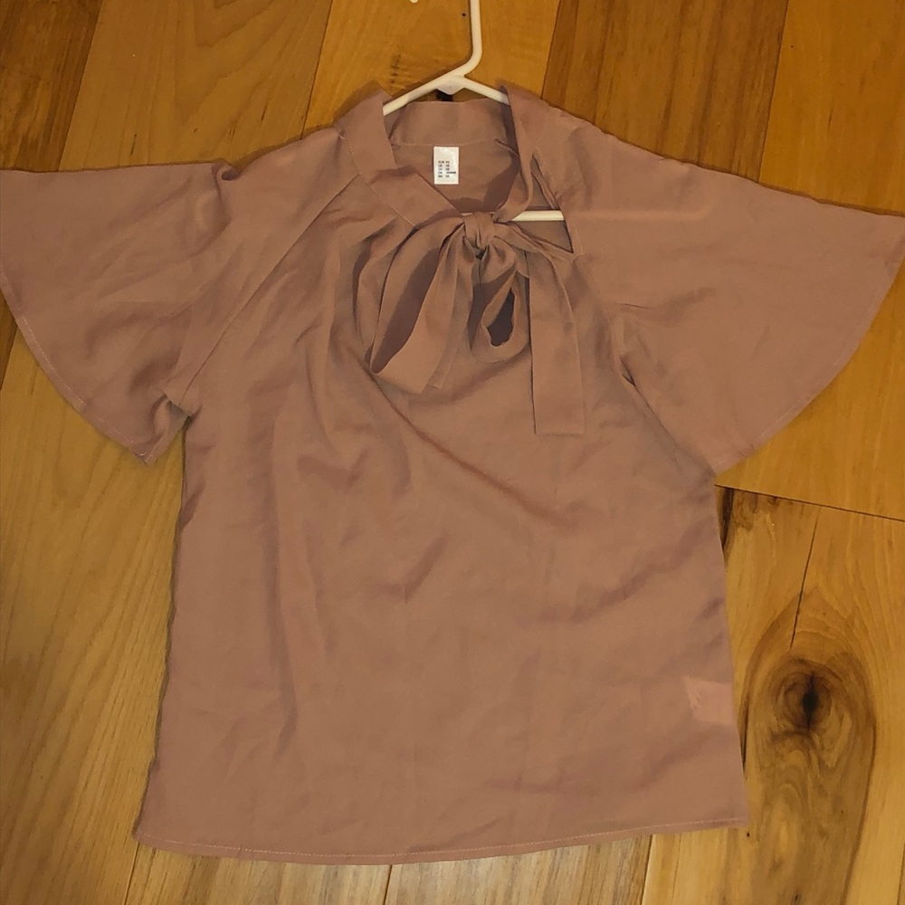 Pink front tie blouse